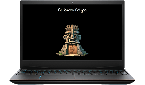 Notebook com a imagem da tela inicial do jogo