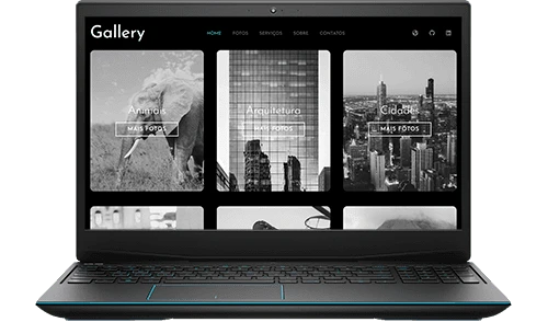 Notebook mostrando a tela inicial da galeria