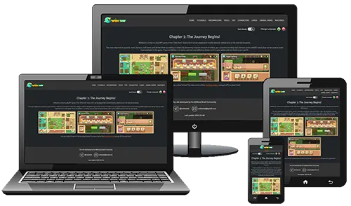 Web site sendo mostrado em diversos dispositivos: Monitor, laptop, tablet e celular.